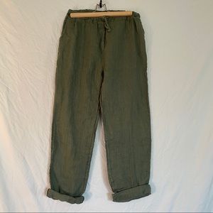 Linen Drawstring Cropped Pants